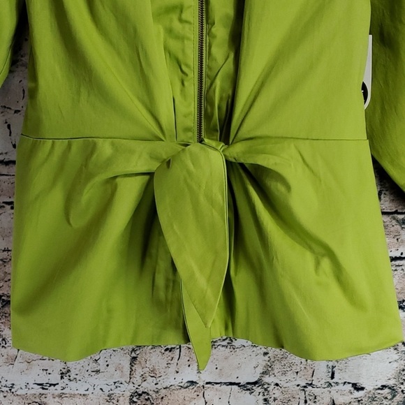 Luii Anthropologie | Lime Green Tie-Front Career Wear Belted Jacket - Picture 5 of 9
